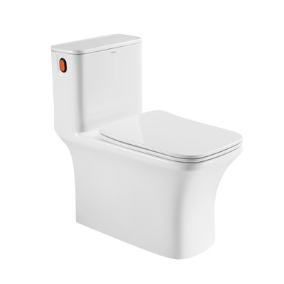 Square Left Side Flush Handle One Piece Toilets S Trap 400mm 1.28 Gpf