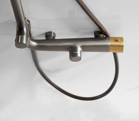 Modern Round Thermostatic Shower Wall Mount Shower Head Grey Color