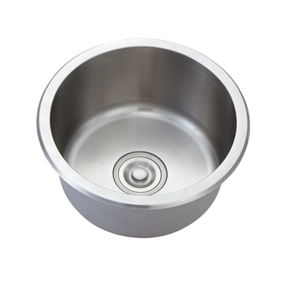 SUS304 Brushed Steel Undermount Sink Modern Round Single Bowl