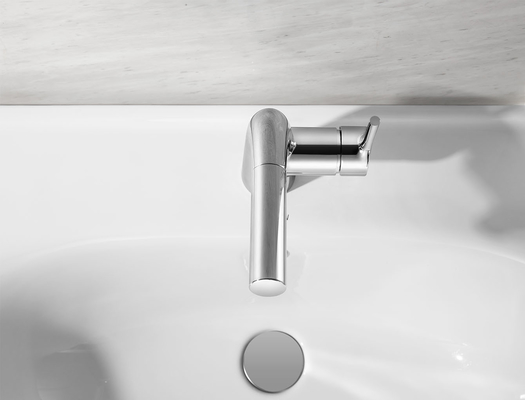 Zn Alloy A91221 Basin Mixer Faucet , Chrome Pull Out Spout Tap