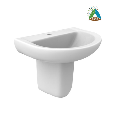 SASO Semi Freestanding Pedestal Basin Wall Hang With Overflow Sanitary Ware