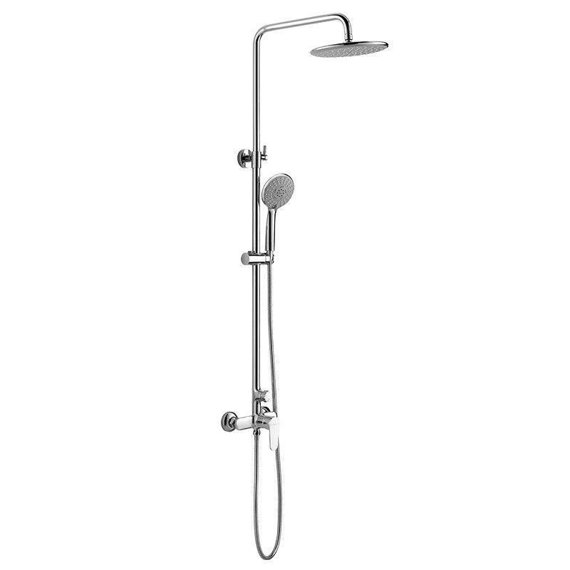 Lifting Sanitary Ware Shower Set With Slide Bar Round Shape Head Shower
